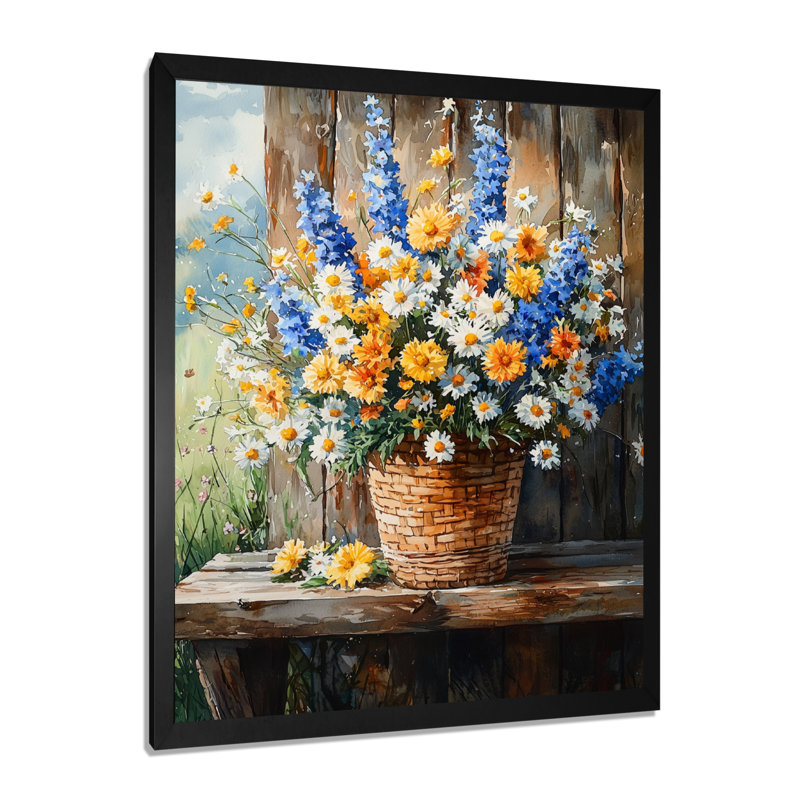 Wilkinson - reproduction d'art sur toile florale, H 32 po x l 24 po, Picture Framed, Noir