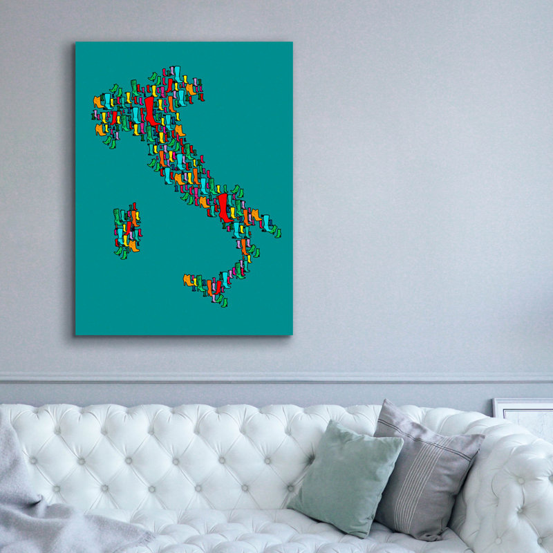 «Italy Map 2» par Mark Ashkenazi, art mural sur toile, H 54 po x l 40 po x P 1,5 po