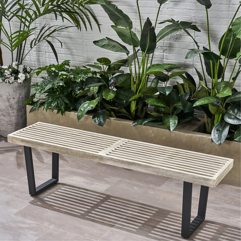 Banc de patio avec pieds en fer, Black/Grey