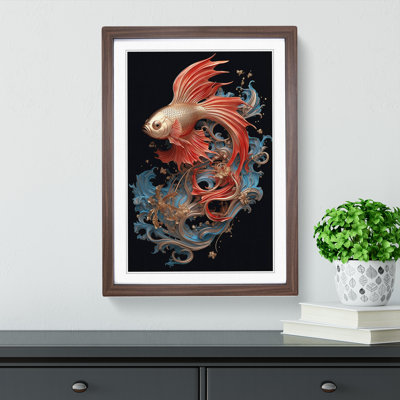 Siamese Fighting Fish Nouveau No.2 - Framed Print