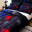 Blue Red Neon Geometric Comforter Set Queen Size,3 Piece Bed in a Bag,Abstract Square Plaid Check Bed Set for Teens Boys Gaming Bedroom-138222409-138222414