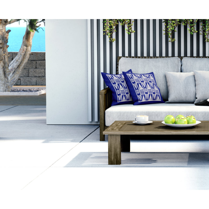 Jeté carré en polyester intérieur / extérieur, L 19 po x H 19 po, Bleu marine