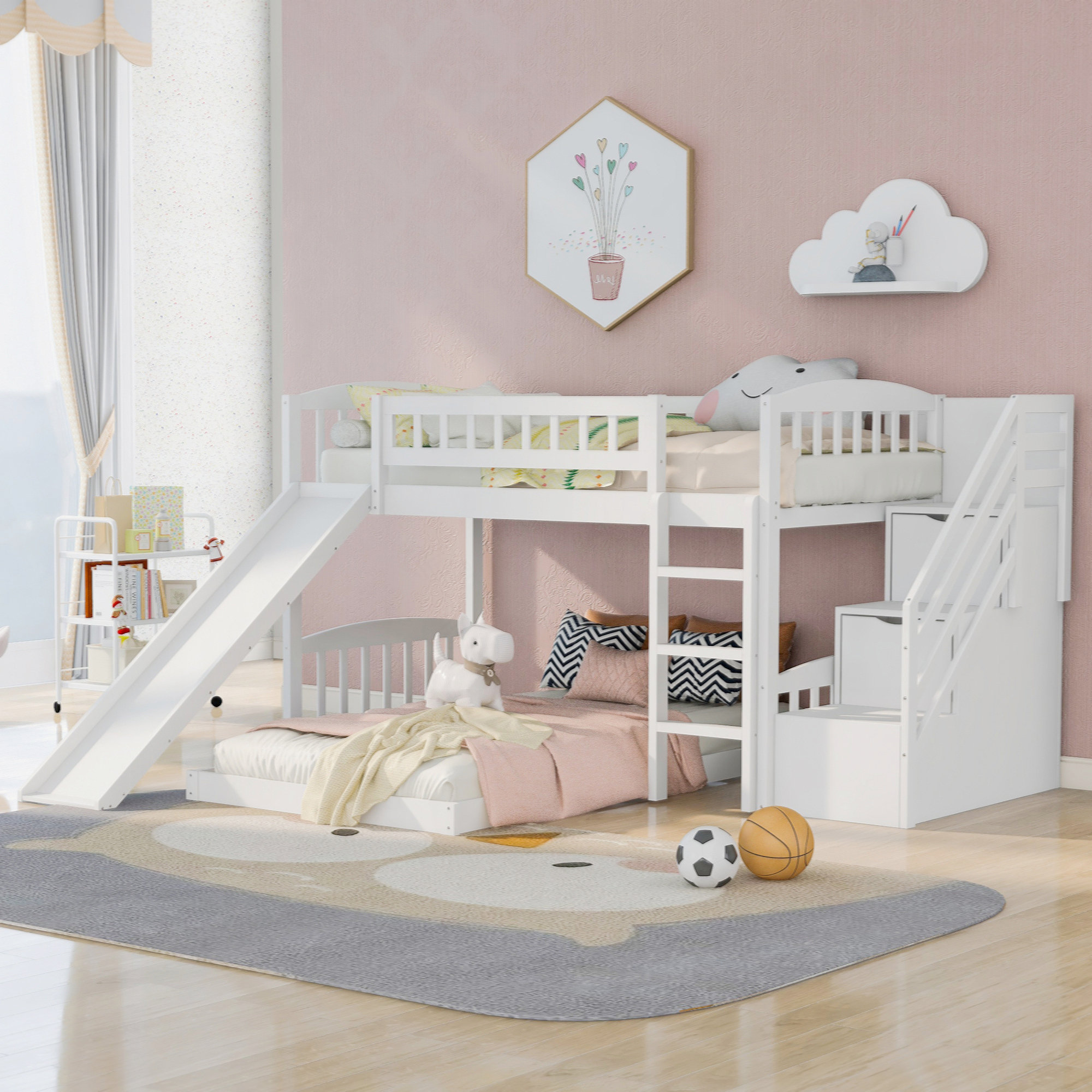 Harriet Bee Bunk Bed With Two Drawers And Slide - Wayfair Canada