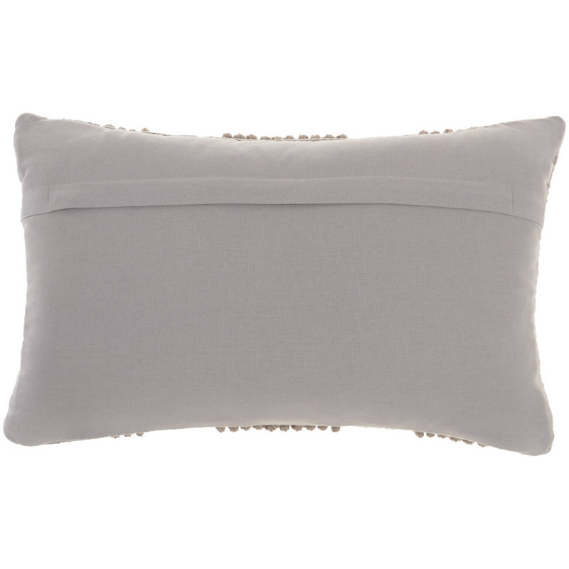 Light Gray Geometric Textured Cotton-Poly Lumbar Throw Pillow