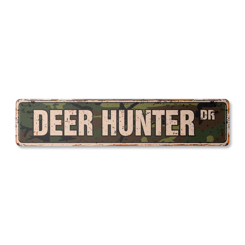 Plaque de rue cerf chasseur en plastique robuste 4 po x 18 po