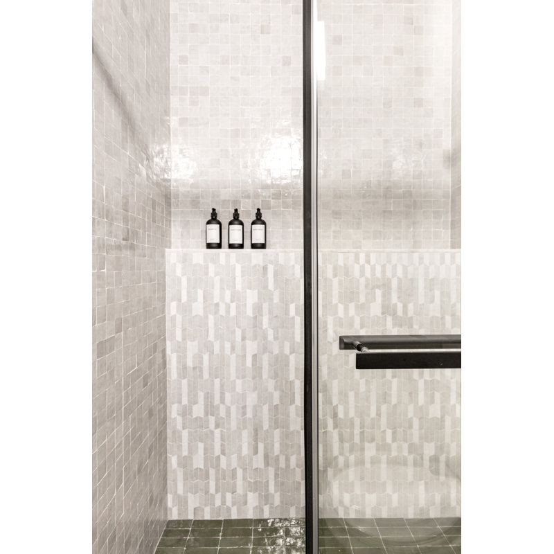 Zellige 12 in. x 12 in. Grid Honed Tile, Off-White