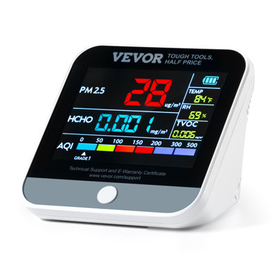 Mini Air Quality Monitor 8-IN-1, Professional PM2.5 PM10 PM1.0 Particle Counter, Formaldehyde, Temperature, Humidity, TVOC AQI Tester For Indoor/Outdoor, Air Quality Meter W/Alarm Thresholds