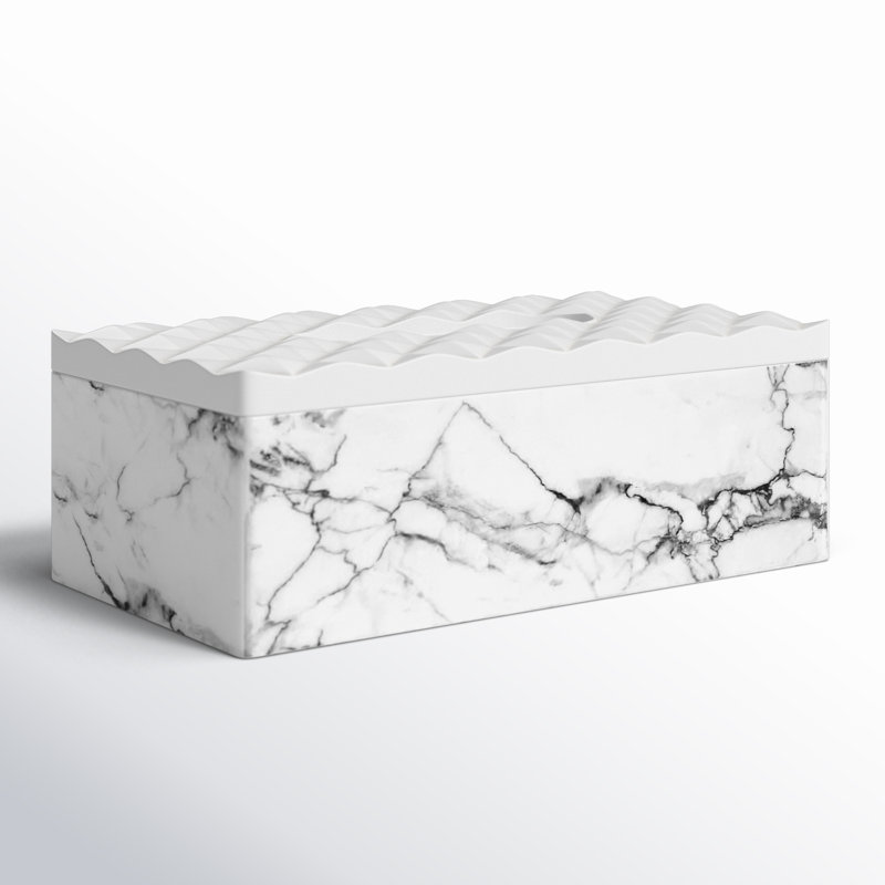 Anta Tissue Paper Box with Elegant Marble Printing, White