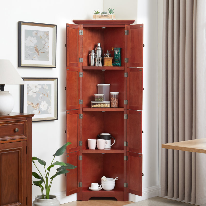 Armoire de rangement 8 portes avec tablettes réglables et grand espace en cerisier