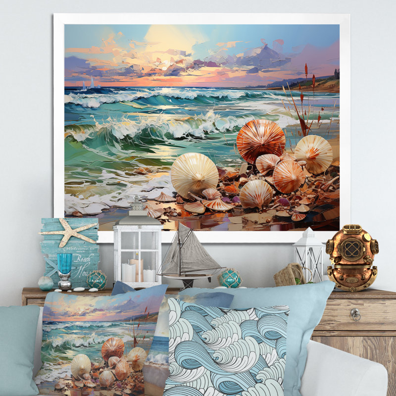 «Coastal Clams Fusion On The Beach», reproduction sur toile, H 24 po x l 32 po x P 1 po, Cadre photo blanc
