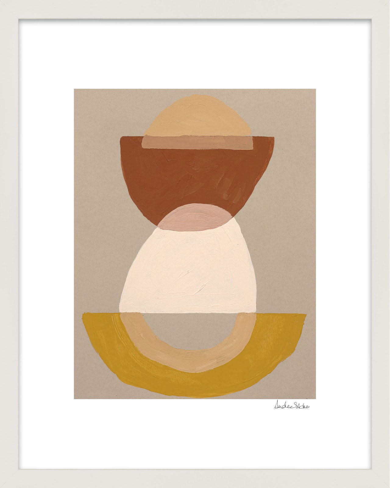 Composition 01 Print by Andrea Stokes, 38" H x 30" W x 1.25" D, White Framed