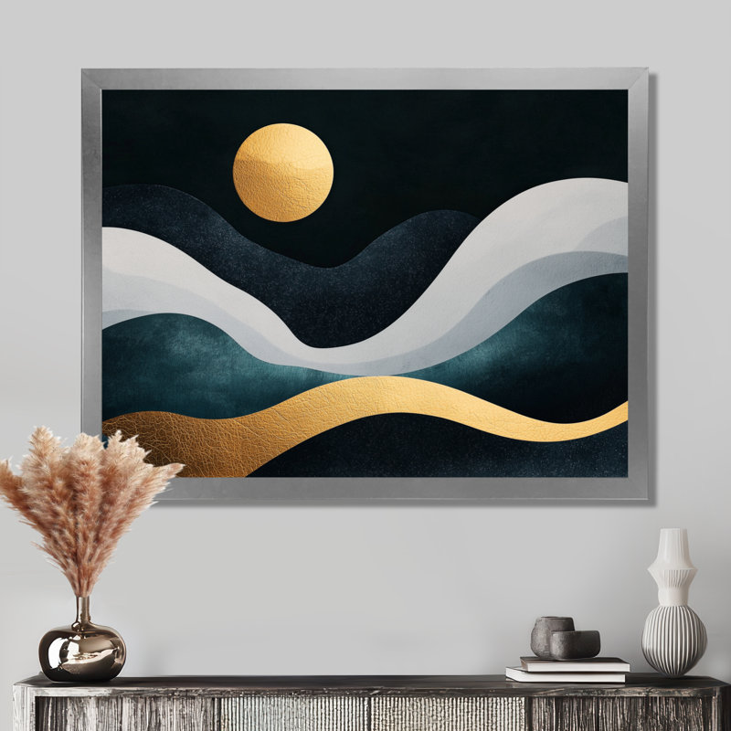 «Soft Marble Coastal Balance V», art mural abstrait en marbre, H 12 po x l 20 po, Picture Framed, Argent argent