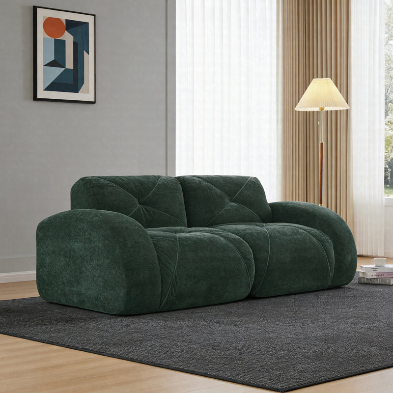 Canapé 2 places Cloud sans os, canapé-lit en velours capitonné avec mousse haute densité, canapé modulaire sans assemblage pour salon et appartement