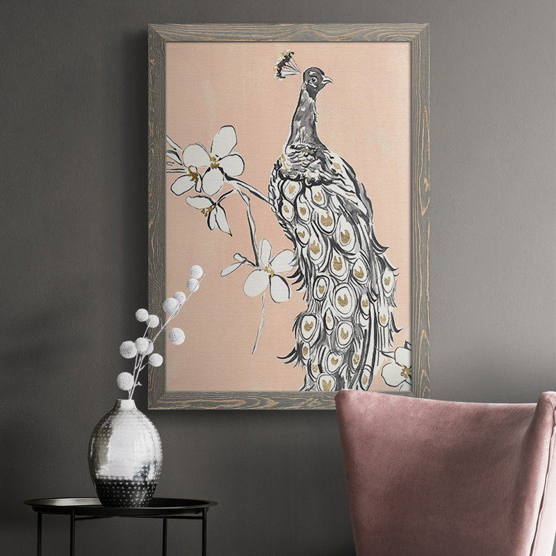 «Jarnell Peacock in Gold I», reproduction d'un seul cadre photo sur toile, H 43,5 po x l 31,5 po x P 1 po, Encadré gris