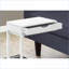 Table basse compacte en forme de C avec tiroir de rangement, stratifié blanc et métal pour le salon et la chambre à coucher