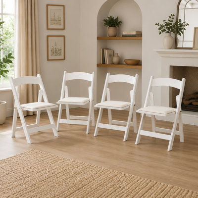 Ensemble de 4 chaises pliantes rembourrées et rembourrées avec tablette beige, peu encombrantes et faciles à transporter pour les salles à manger