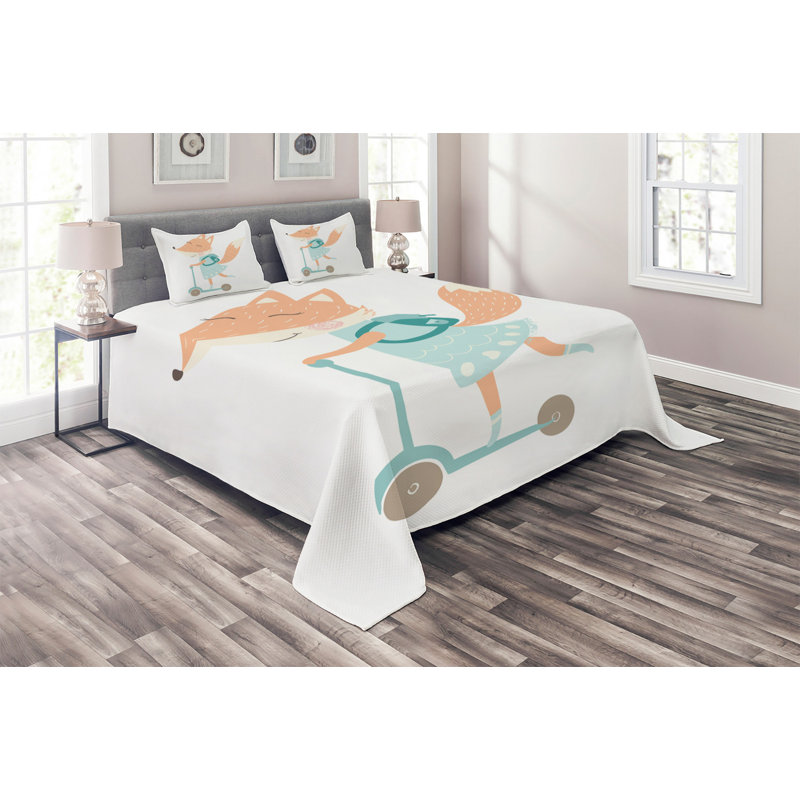 Fox Coverlet, King Bedspread + 2 Shams