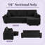 Canapé d'angle Efigenia de 239 cm avec pouf de rangement, ports USB et porte-gobelets, de couleur noir.-447516358