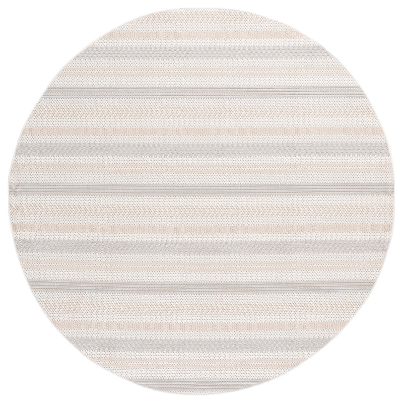 Veranda Performance Striped Indoor Rug, Round 6'7"