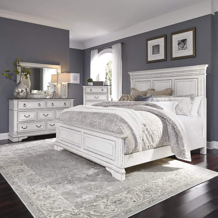 Exmouth Panel Bed, Dresser & Mirror, Chest Set