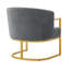 Fauteuil d'appoint moderne et confortable, fauteuil de lecture rembourré avec structure en métal doré, gris, pour salon, chambre ou bureau