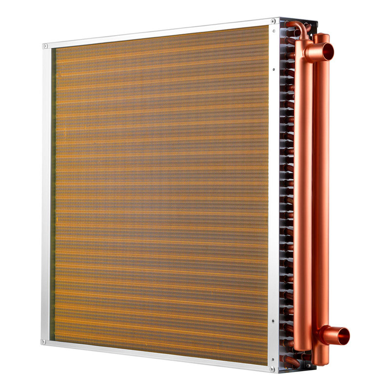 Water to Air Heat Exchanger, 22 x 22 in Finned Tube HVAC Heat Exchanger Coil with Copper Tubes & Aluminum Fins, 190K BTU Output for Outdoor Wood Furnace, Hydronic Heating & Cooling Systems