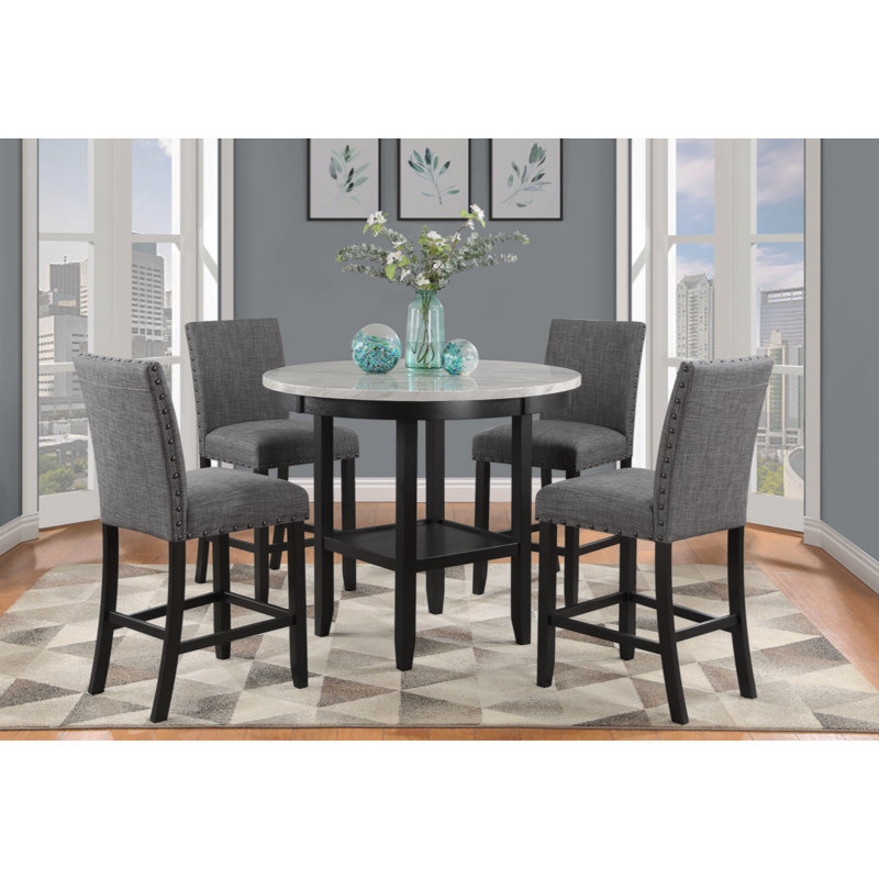 GRETA BAR TABLE and BAR STOOL SET Modern Gray Bar Table Set Modern Bar Table Set