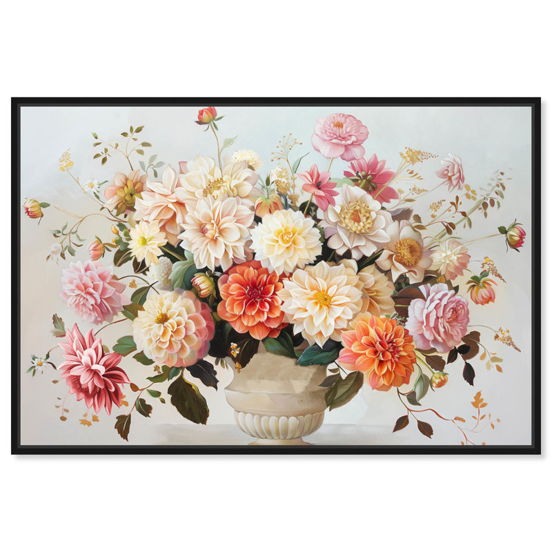 Art floral florale sur toile Vase classique Florale par Art Remedy, Cadre noir, H 21 po x l 31 po x P 1,8 po