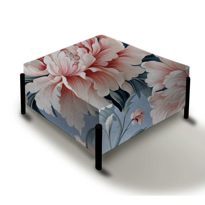 Garden Pink Vibrant Damask Fantasy - Grand repose-pieds carré damassé