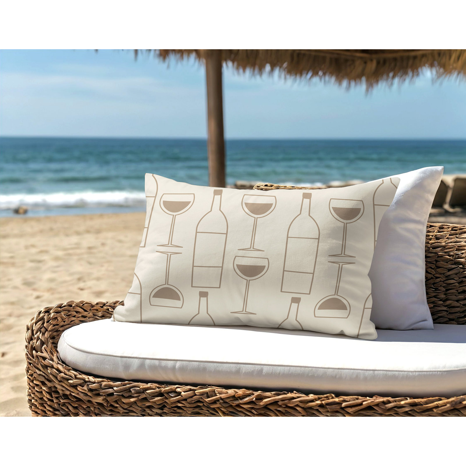 Hyatt Indoor/Outdoor Throw Pillow, Beige, 18"H x 25"W