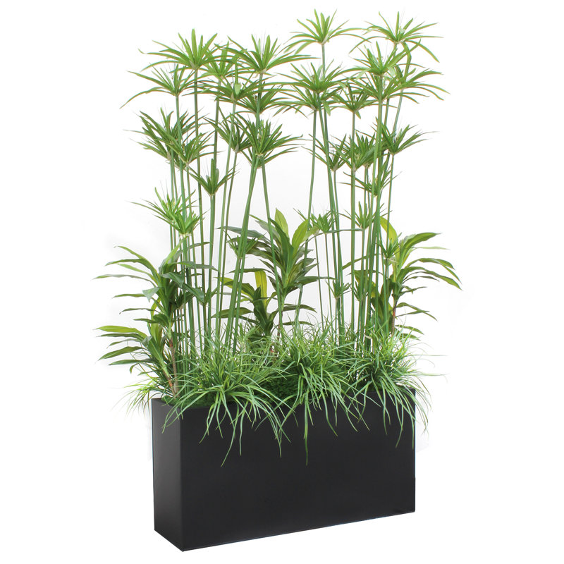 Faux Foliage Grass in Metal Planter