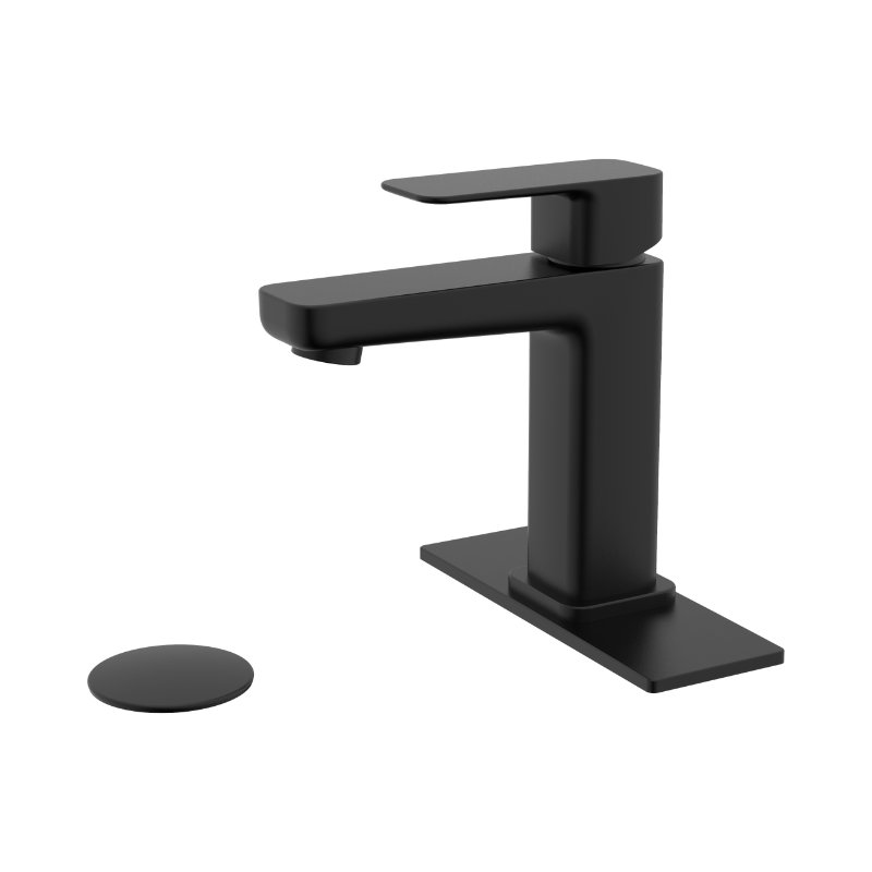 Robinet de lavabo de salle de bain moderne à poignée simple Craftx VIBE, Noir mat