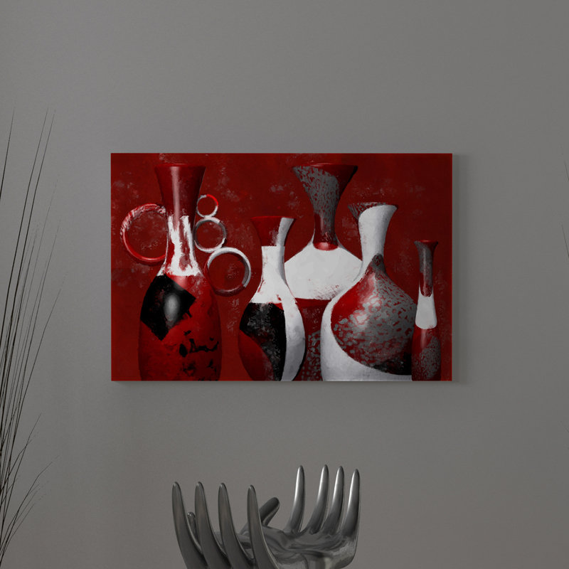 « vivacious i red white black potterive modern », reproduction d’impression sur toile, H 20 po x l 30 po x P 1,5 po
