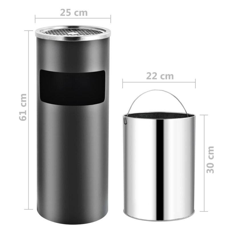 Poubelle de rangement pour cendrier vidaXL, Gris