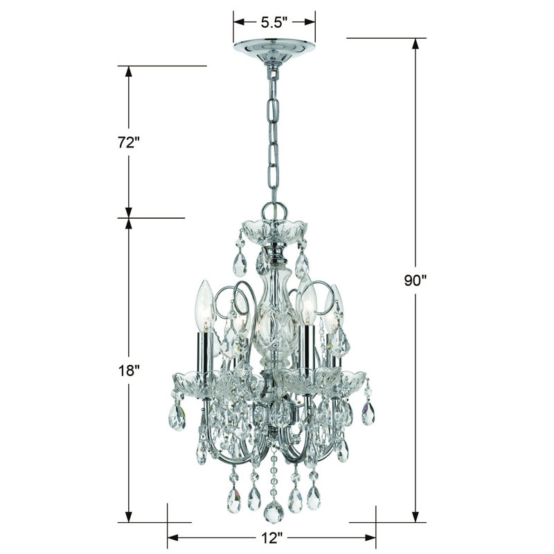 Salgado 4 - Light Candle Style Classic / Traditional Chandelier, Swarovski Strass