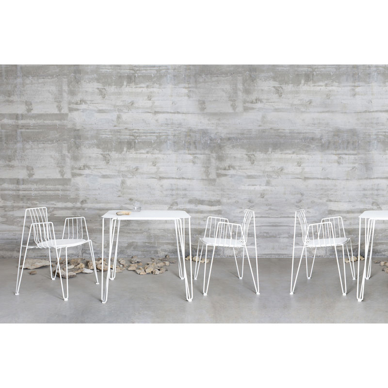 Frakston Stacking Patio Dining Armchair with Cushion, White