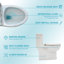 Toilette monobloc en céramique pour salle de bain, 12 po à chasse brute, 1,1 / 1,6 GPF, double chasse avec siège à fermeture en douceur, double chasse puissante CARTE 800G