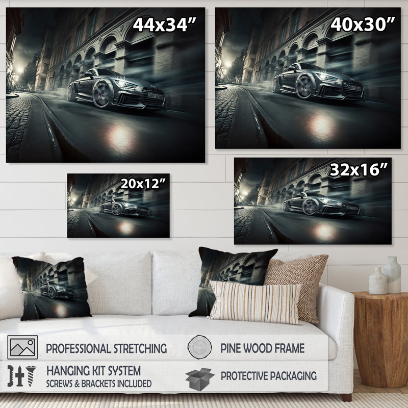 Reproduction d'art sur toile Futuristic Silver, H 16 po x l 32 po x P 1 po, Toile tendue