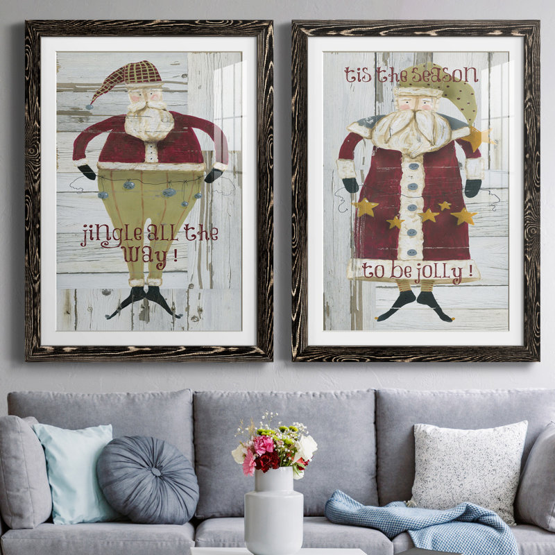 Jingle Santa - ensemble de 2 reproductions, Blanc, H 31,5 po x l 47 po x P 1,5 po, H 31,5 po x l 47 po x P 1,5 po