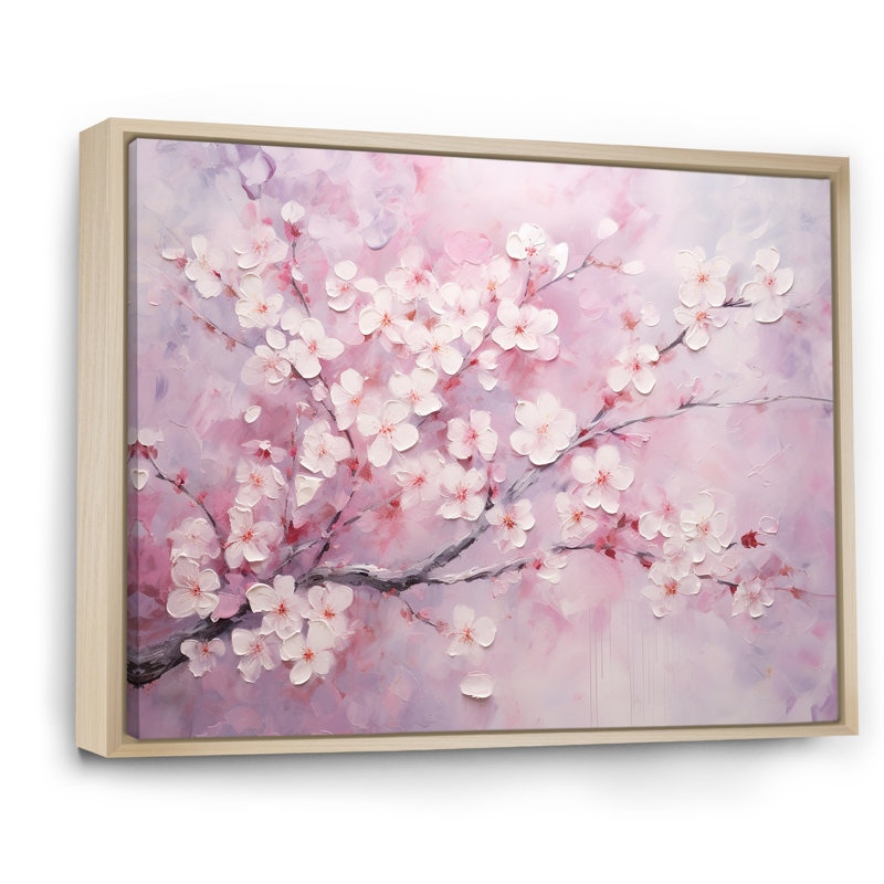 Minimalisme cerisier rose sur toile, H 12 po x l 20 po x P 1 po, Cadre naturel flottant