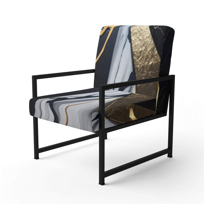 Fauteuil d'appoint rembourré en marbre Daelen, Noir, noir, noir, noir