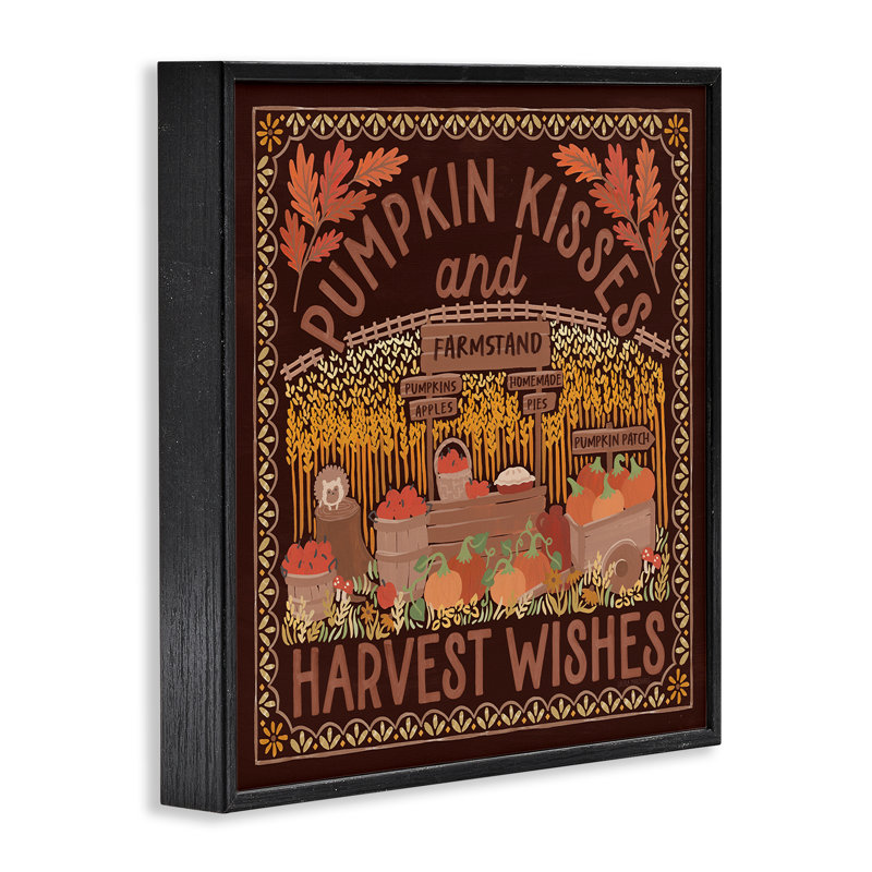 «Autumn Harvest Wishes», art de la giclée encadrée par Laura Marshall, Giclée encadrée noir minuit, H 17 po x l 17 po