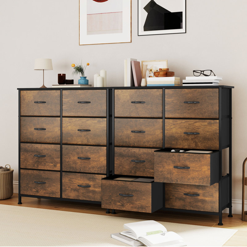 8 Drawer Double Dresser, Brown