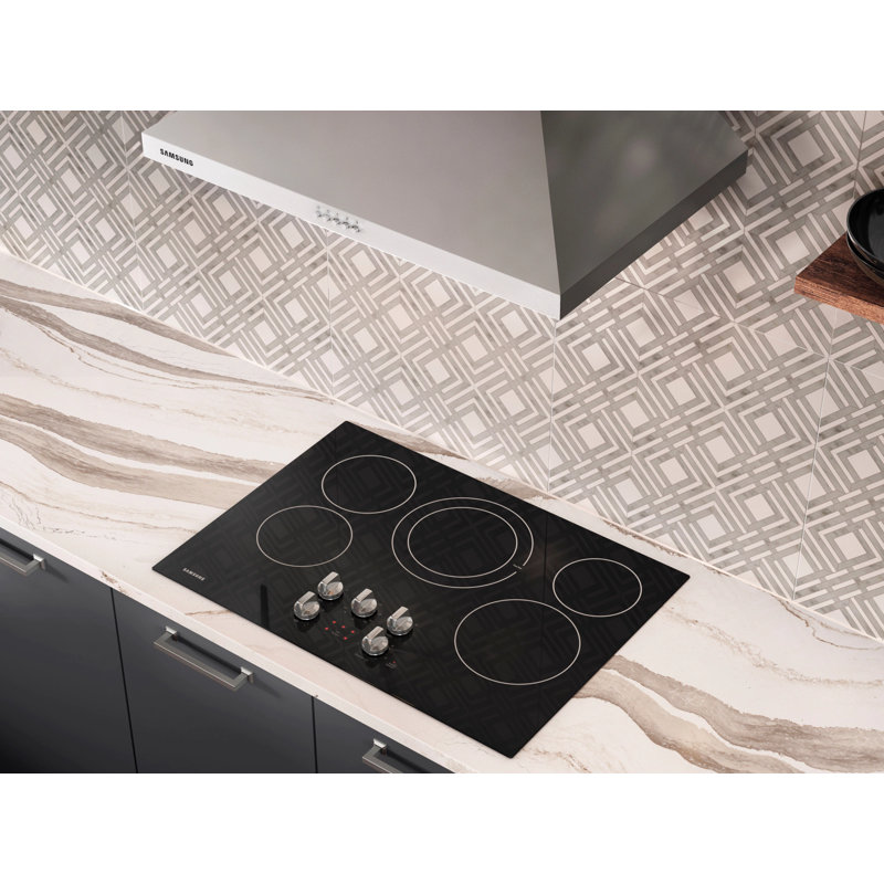 30" Black Ceramic Electric Cooktop with 4 Burners