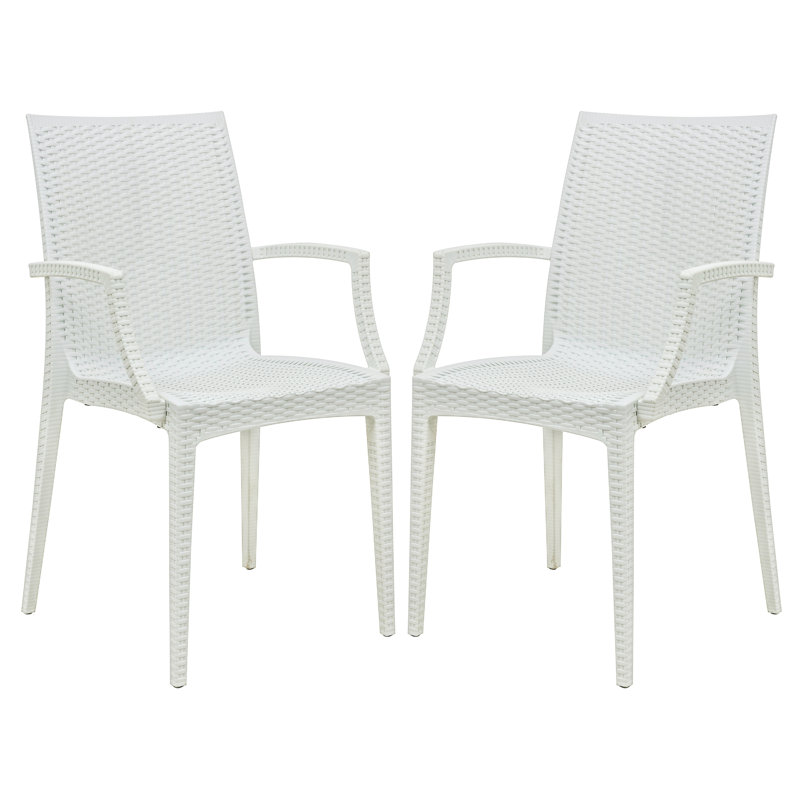 Mace No-Assembly Stackable Patio Armchair – Modern All-Weather Weave Dining Chair – Waterproof & Sturdy Polypropylene Seating for Garden & Balcony