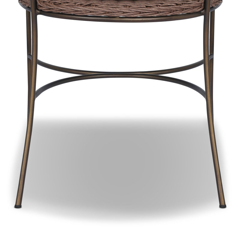 Outdoor Dining Side Chair, Vergo Cream, Tanned Weave/Aged Bronze Steel