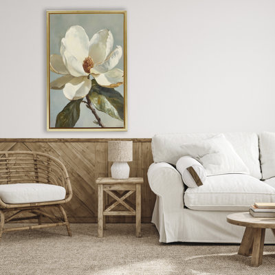 Cadre flottant floral Blagnoled White Magnolia, design par Petal Prints Design