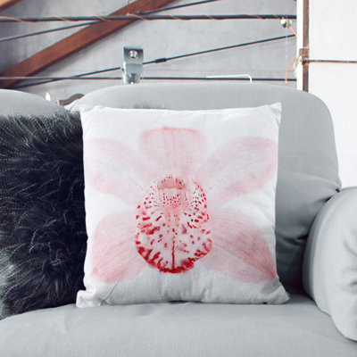 Light Boat Orchid Painting Cushion with Filling