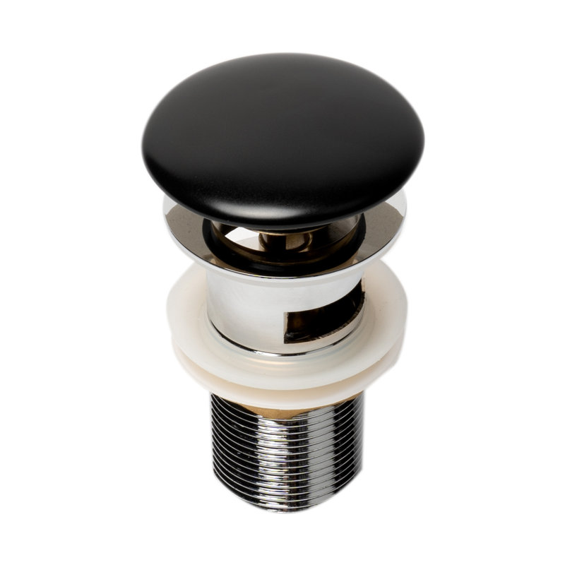 Drain escamotable en céramique noire mat pour évier avec trop-plein AL80 Brand AB8056-BM, Noir