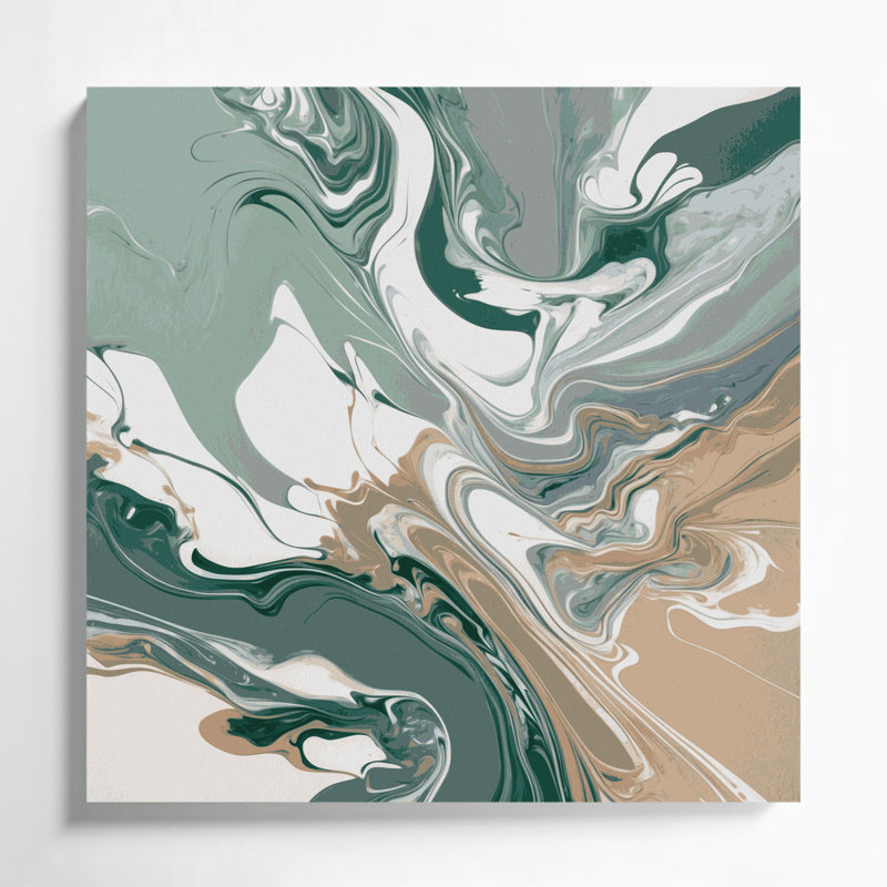 Abstrait art fluide sur toile brune 56, H 12 po x l 12 po